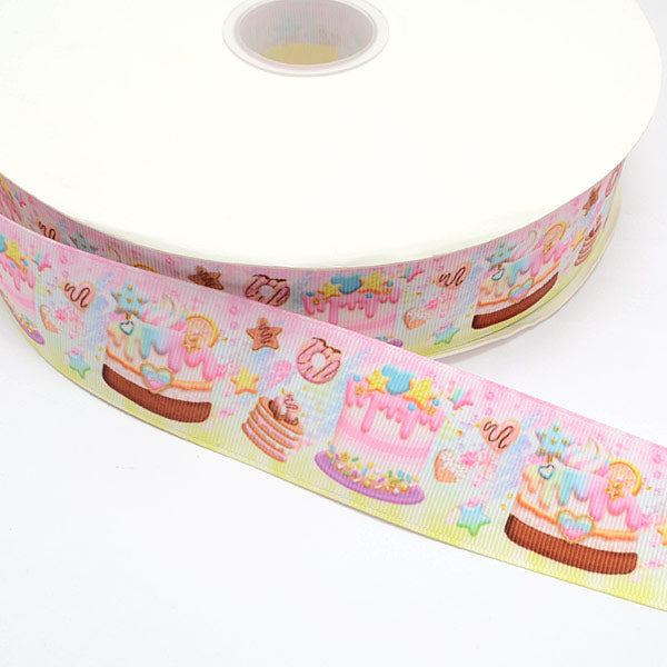 38mmプリントリボンスペシャルケーキタイムリボン2m「在庫限り」
