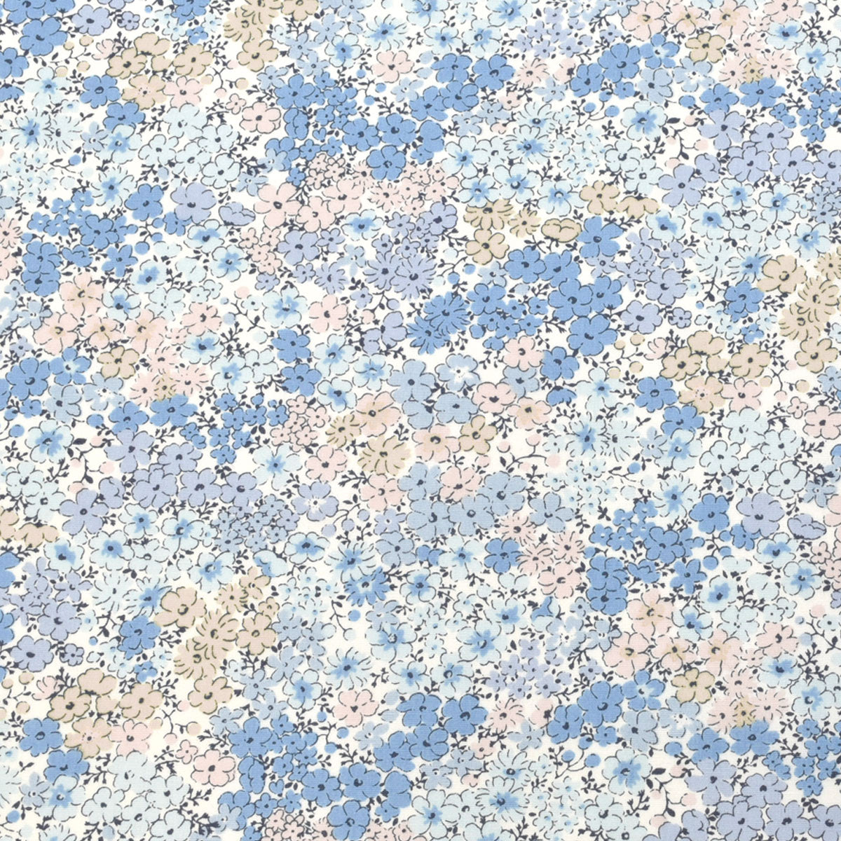 パステルカラーの小花畑 ブロード生地 KTS3414 コットンこばやし(30cm以上10cm単位切り売り)