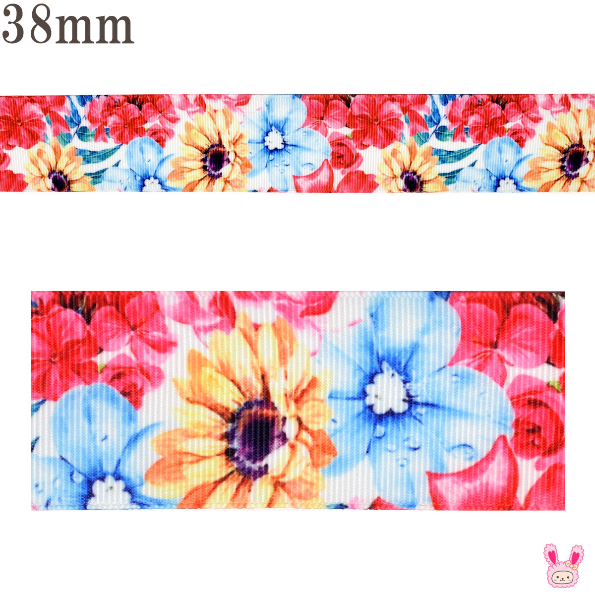 プリントリボン 常夏の花園リボン 幅38mm 1m単位 切り売り (2m以上