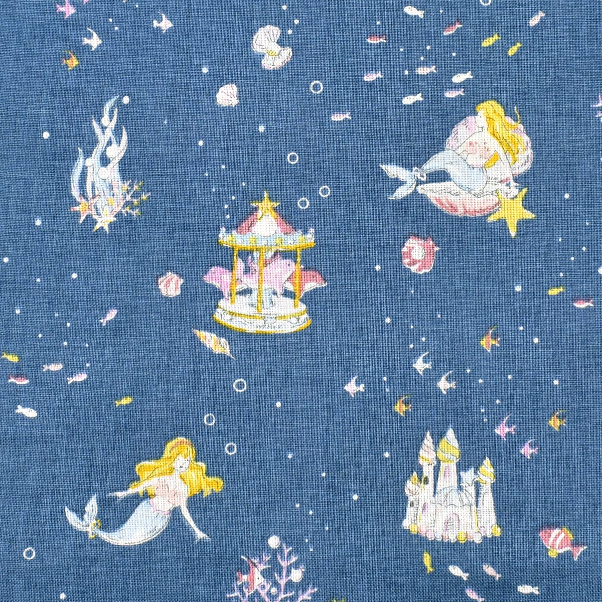 Little Story 人魚姫 シーチング生地 NC-054-3 NBK (30cm以上10cm単位切り売り) 「在庫限り」