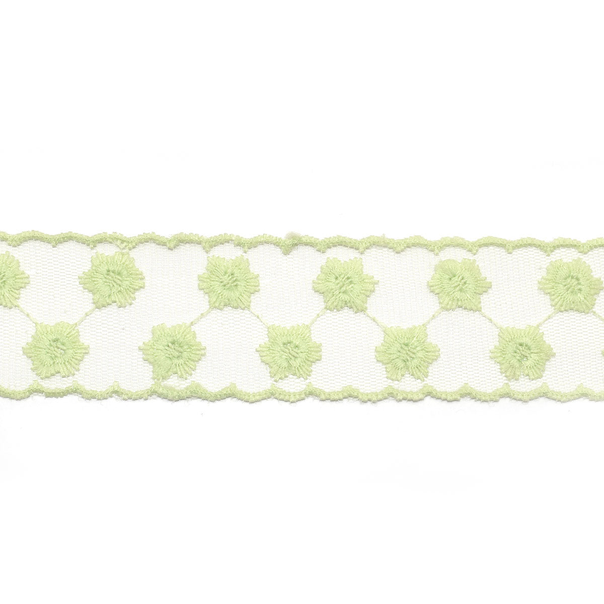 スカラップとメッシュとかわいいお花の刺繍リボン 幅40mm 1m単位 切り売り (2m以上)