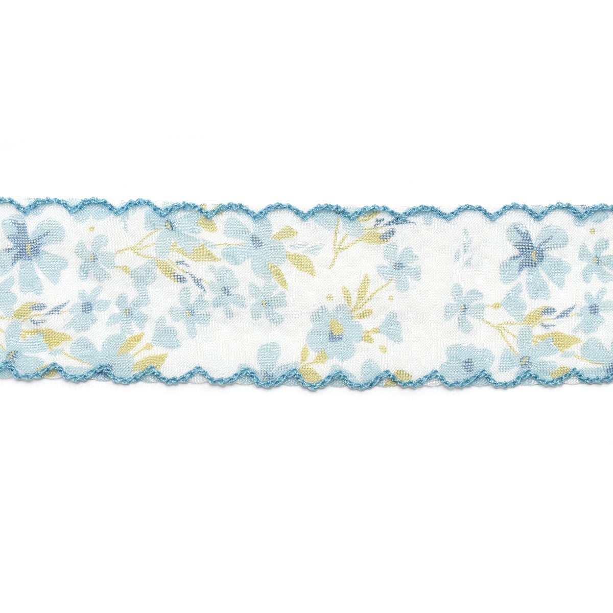 シボ加工ふんわりスカラップの花柄シアーリボン 幅38mm 1m単位 切り売り (2m以上)