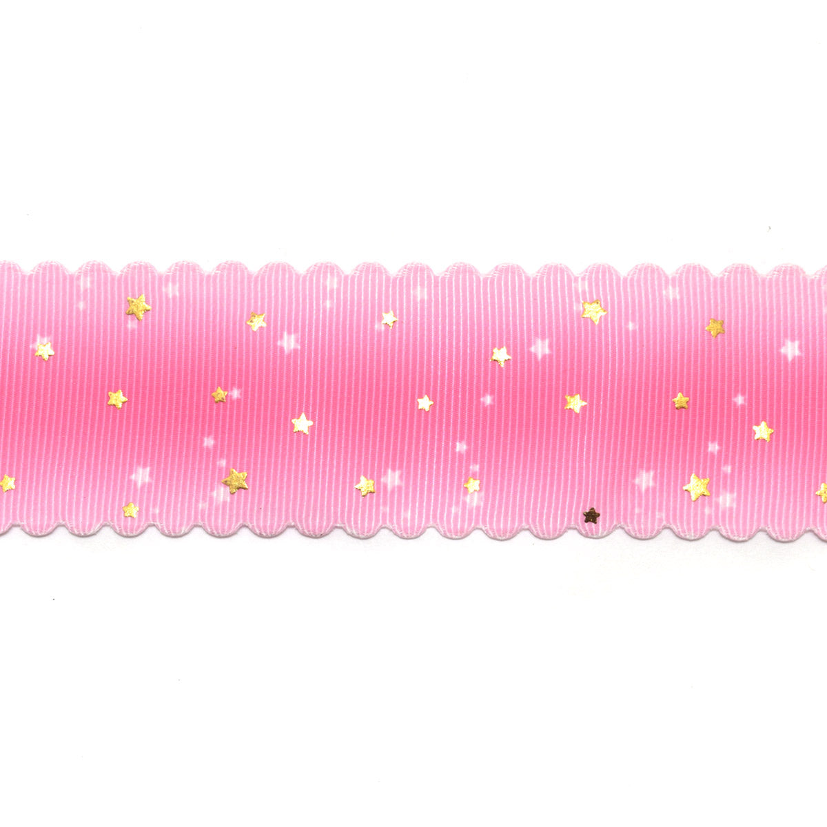 プリントリボン ゆめかわスカラップと箔押しスターリボン 幅38mm 1m単位 切り売り