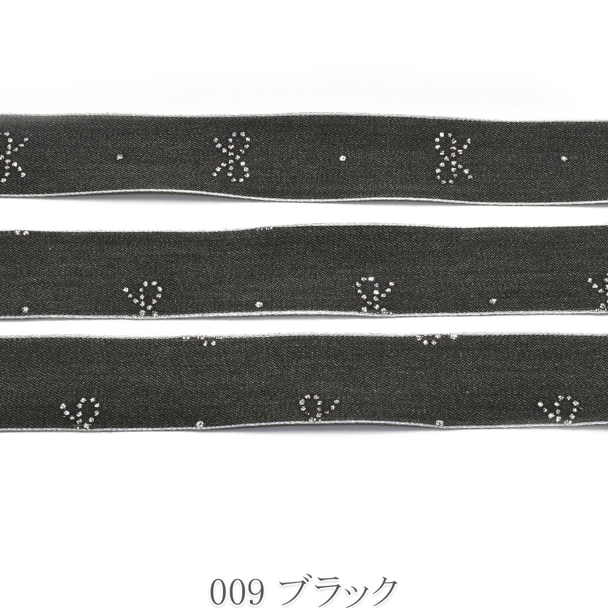 リボン柄シルバーラメ付きデニム風リボン 幅25mm 1m単位 切り売り (2m以上)