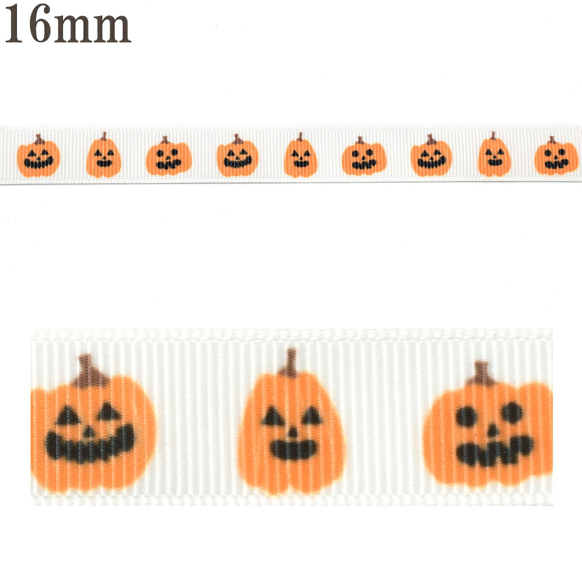 プリントリボン ハロウィン 2種類のオバケのカボチャリボン 幅16mm 1m