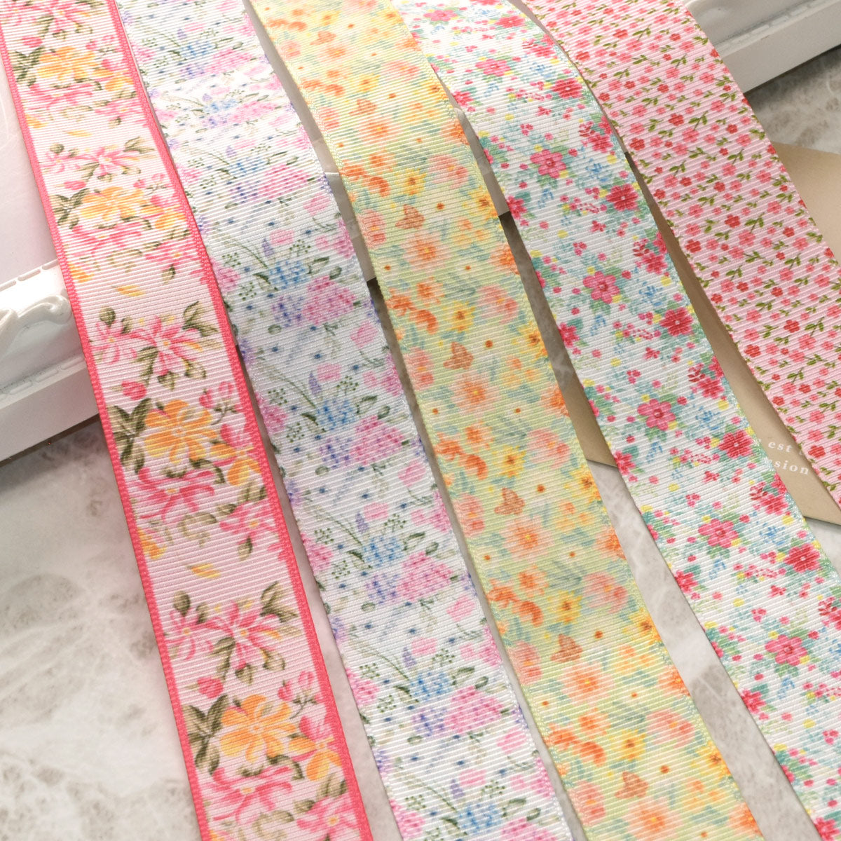 リボンアソートセットお花系幅25mm約50cm×10本