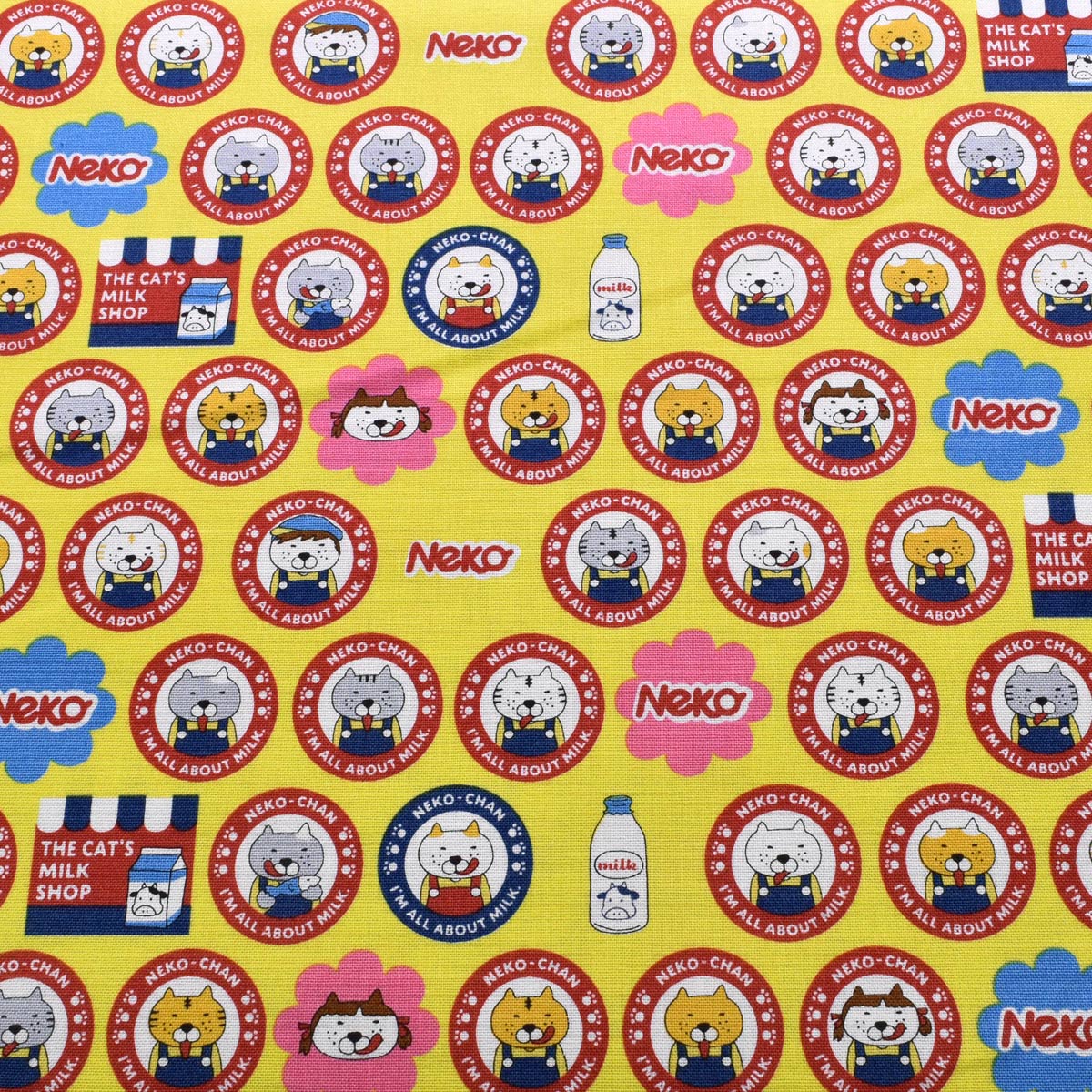 ペロネコ コットンキャンバス生地 KTS7185 コットンこばやし (30cm以上10cm単位切り売り)