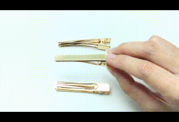 四角いやっとこピン韓国製ヘアクリップゴールド高級鍍金6cm2個セット