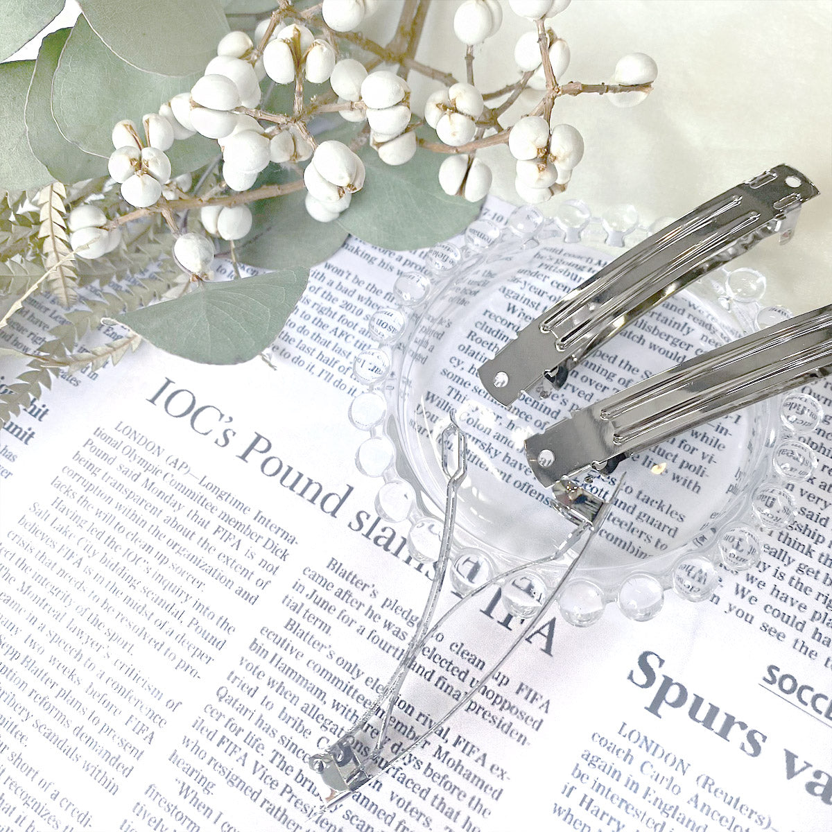 まとめてお得バレッタ金具8cm（シルバー）韓国製10個セット