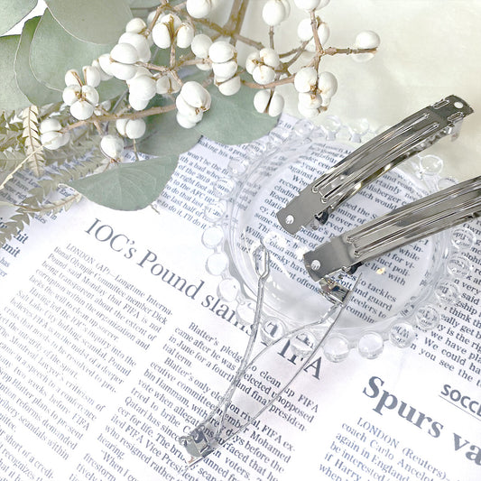 まとめてお得バレッタ金具8cm（シルバー）韓国製10個セット