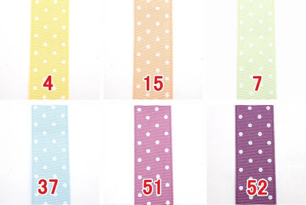 16mmプリントリボン白の水玉グログランリボン2m「在庫限り」