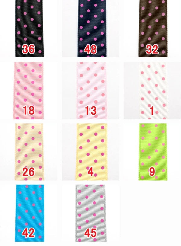 16mmプリントリボンピンクの水玉グログランリボン2m「在庫限り」