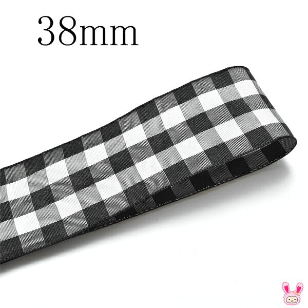 ブロックチェックリボン幅38mm1m単位切り売り(2m以上)