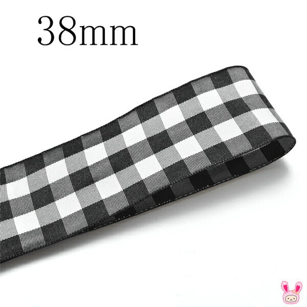 ブロックチェックリボン幅38mm1m単位切り売り(2m以上)