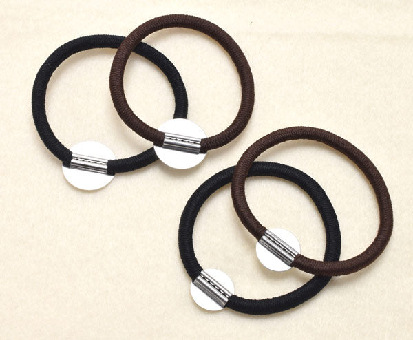 まとめてお買い得ヘアゴムシルバー金具付きリングゴム平タイプ（台・14mm/18mm）韓国製20個