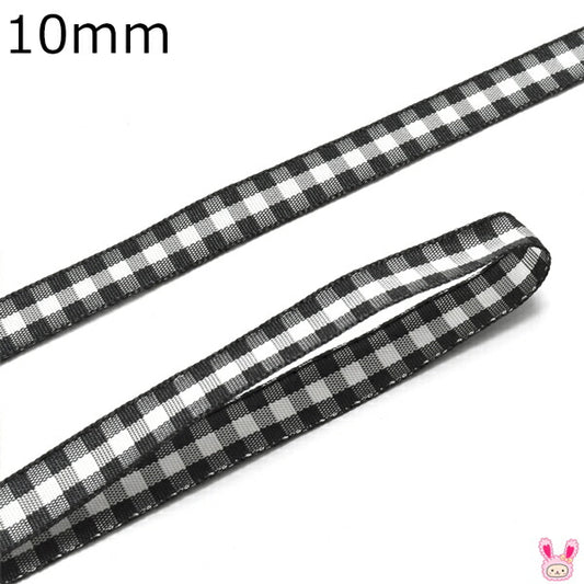 ブロックチェックリボン幅10mm4ｍ