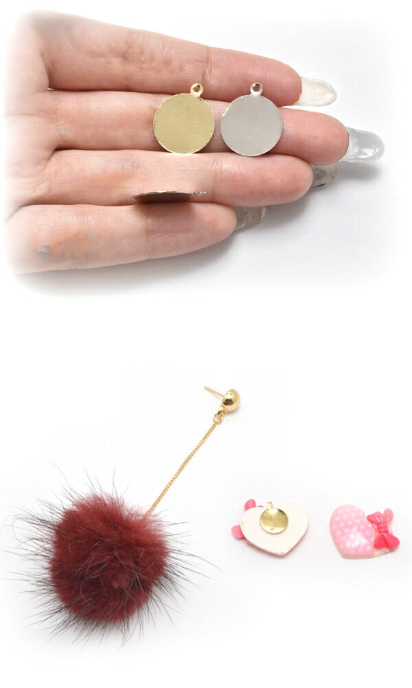 アクセサリーパーツペンダントトップ資材15mm10枚高級鍍金韓国製「在庫限り」