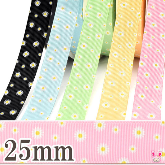 25mmプリントリボンマーガレットリボン2m「在庫限り」