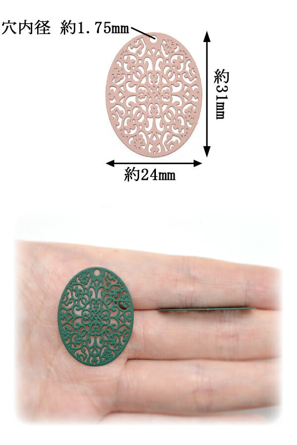 アクセサリーパーツオーバル透かしパーツ2個「在庫限り」