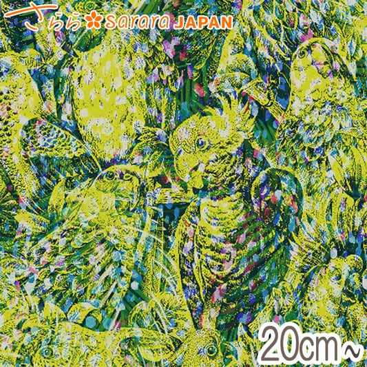 さららタイダイバードBグリーン系10cm単位切り売りDPJ-132シーティング生地「在庫限り」