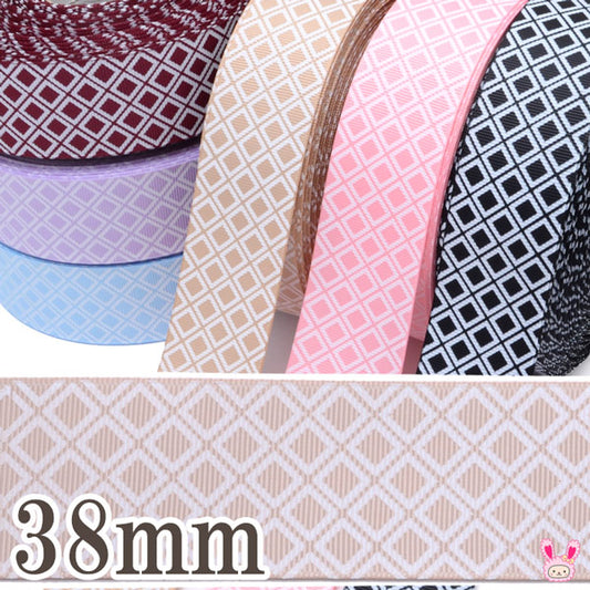 38mmプリントリボンタイル柄リボン2m「在庫限り」