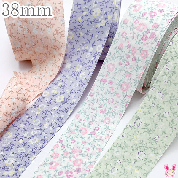 大人かわいい花柄ファブリックリボン幅38mm1m単位切り売り(2m以上)