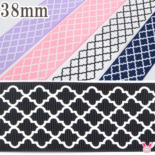 38mmプリントリボンモロッカン柄リボンまとめてお買い得6m