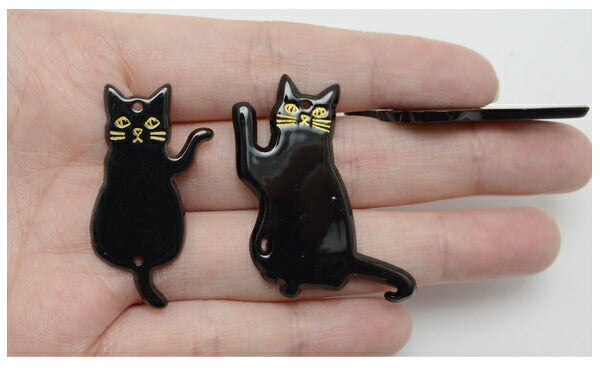 アクセサリーパーツ黒猫のフラットチャーム2個「在庫限り」