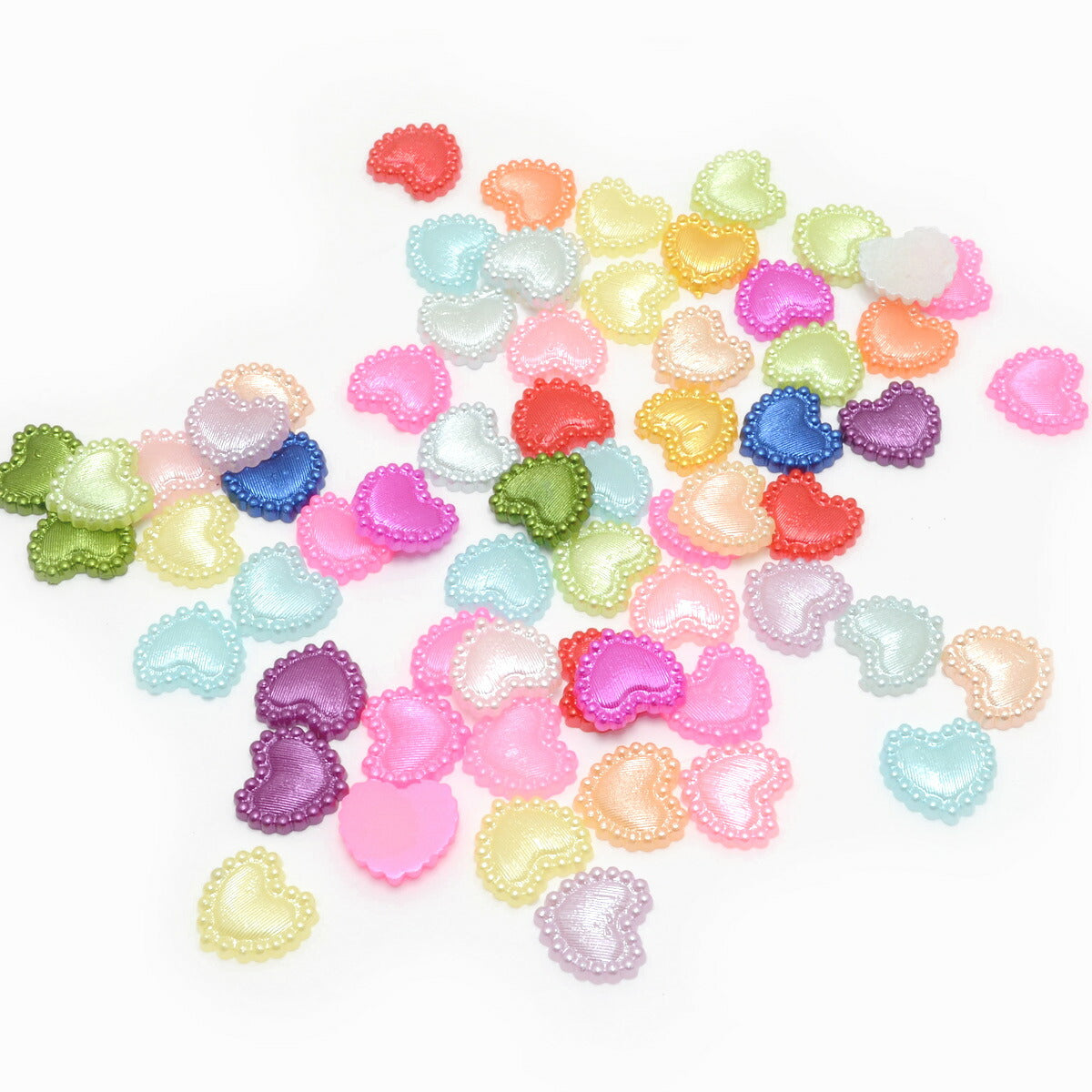 デコパーツパールフリフリハートのパーツ計り売り約10g(約86個)