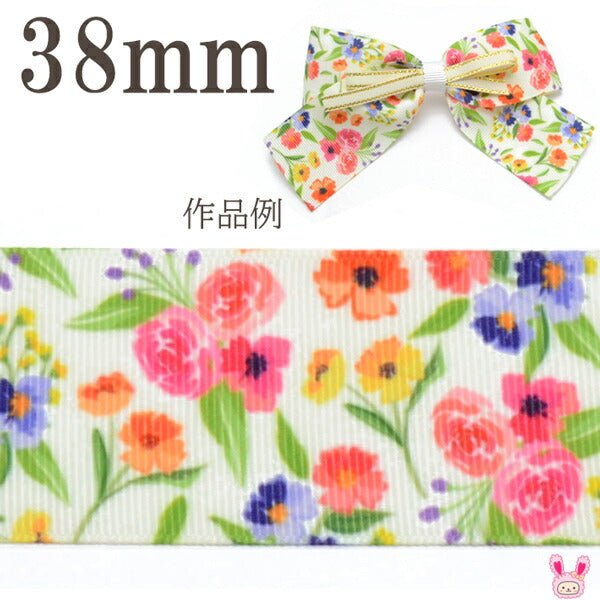 38mmプリントリボンマザーズガーデンリボン2m「在庫限り」