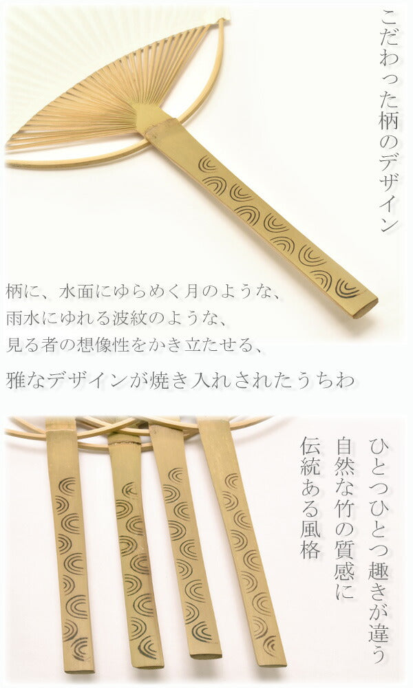 中万月焼竹うちわ両面無地白1本A-1