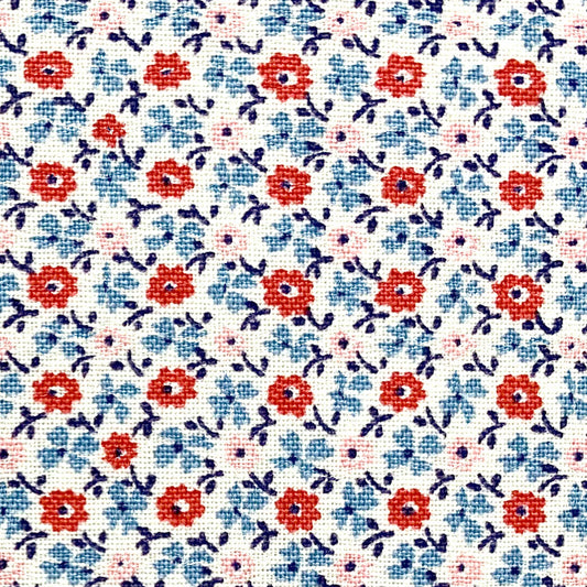 ケイファブリック1930sミニミニフラワータイルBLUEFL.PATCH-1930Vスケア生地(401)(30cm以上10cm単位切り売り)「在庫限り」