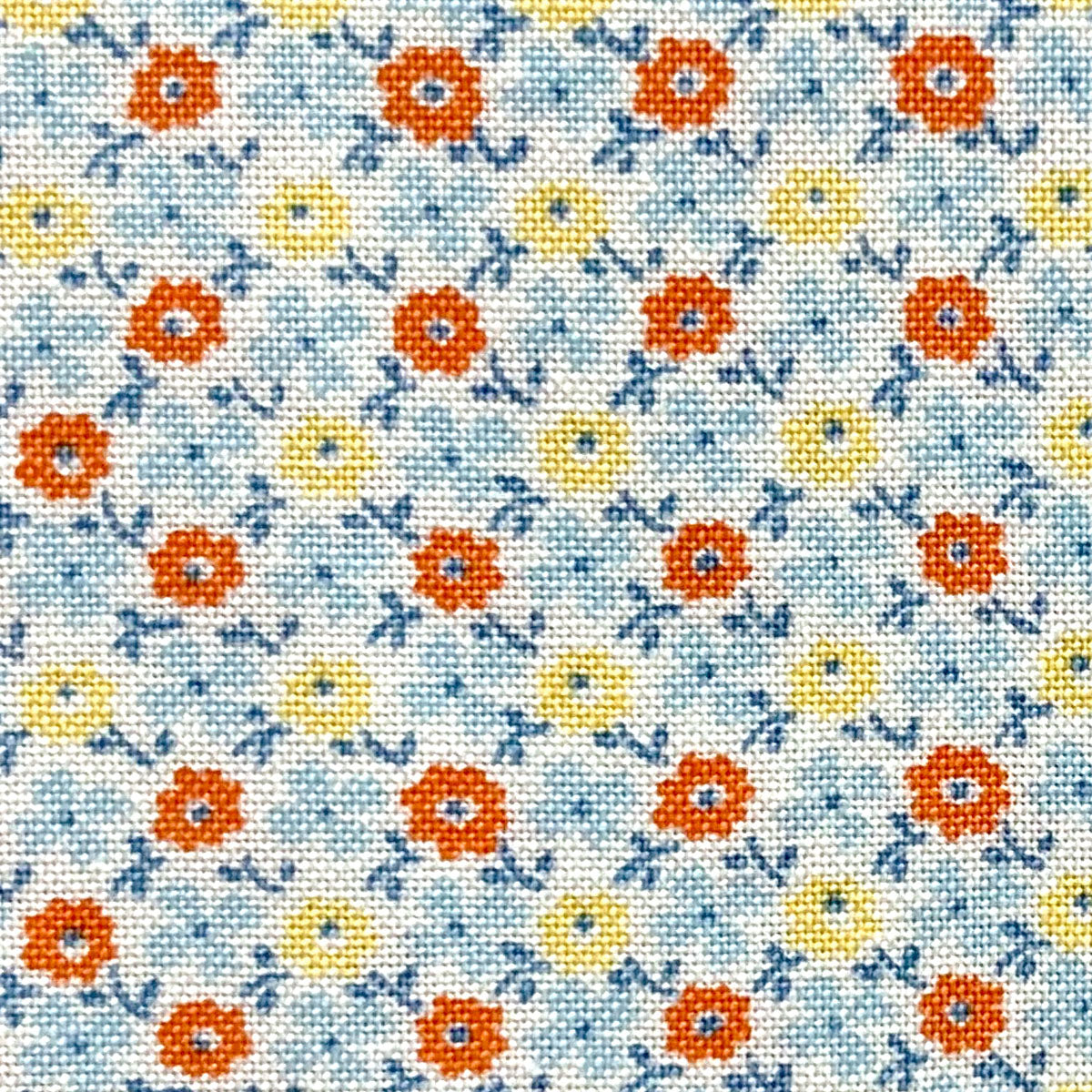ケイファブリック1930sミニミニフラワータイルORANGEFL.PATCH-1930Vスケア生地(401)(30cm以上10cm単位切り売り)「在庫限り」