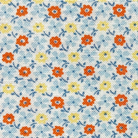 ケイファブリック1930sミニミニフラワータイルORANGEFL.PATCH-1930Vスケア生地(401)(30cm以上10cm単位切り売り)「在庫限り」