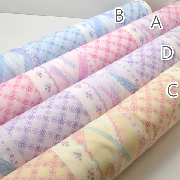 YUWA有輪商店ラブリークロッシングレースAピンク系10cm単位切り売りPA826714シャーティング生地(3)「在庫限り」