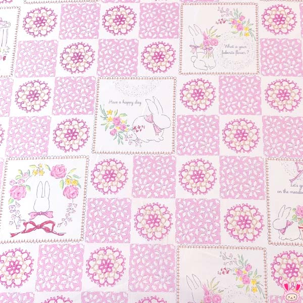 YUWA有輪商店うさぎのかくれんぼAピンク系10cm単位切り売りPA826713シャーティング生地(403)「在庫限り」