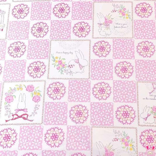 YUWA有輪商店うさぎのかくれんぼAピンク系10cm単位切り売りPA826713シャーティング生地(403)「在庫限り」
