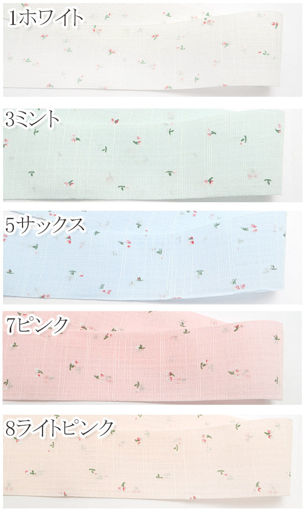 ミニミニ小花のクロス風ファブリックリボン幅40mm1m単位切り売り「在庫限り」
