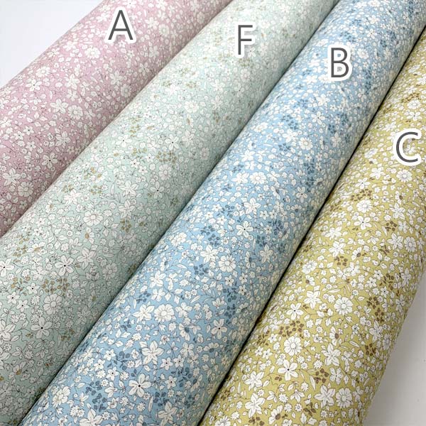 くすみブロードの小花柄Cイエロー系KTS6623コットンこばやしブロード生地(32)(30cm以上10cm単位切り売り)「在庫限り」