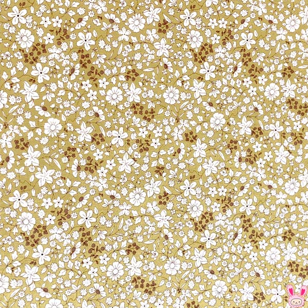 くすみブロードの小花柄Cイエロー系KTS6623コットンこばやしブロード生地(32)(30cm以上10cm単位切り売り)「在庫限り」