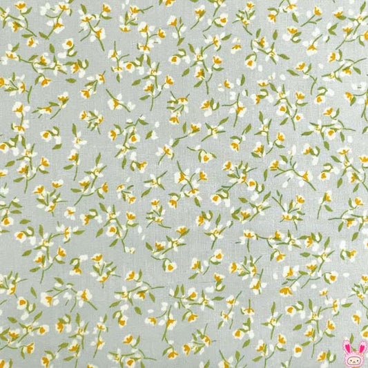 小さな白い花びら小花柄Bブルー系10cm単位切り売りKCP600K-600小紋工房ローン生地(285)「在庫限り」