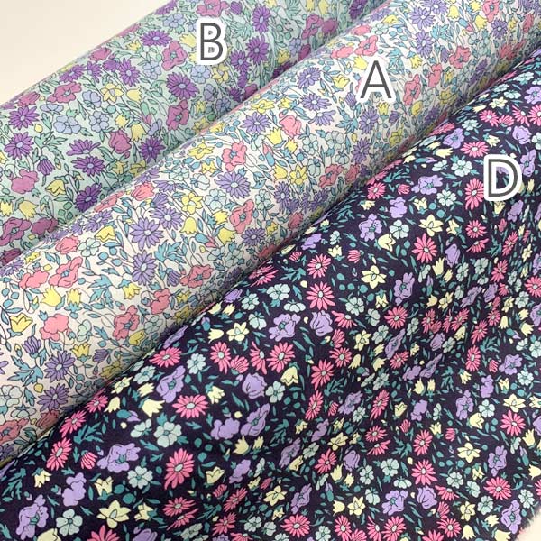 カラフルポップな小さな花畑Bブルー系10cm単位切り売りKCP600K-478小紋工房ローン生地(83)「在庫限り」
