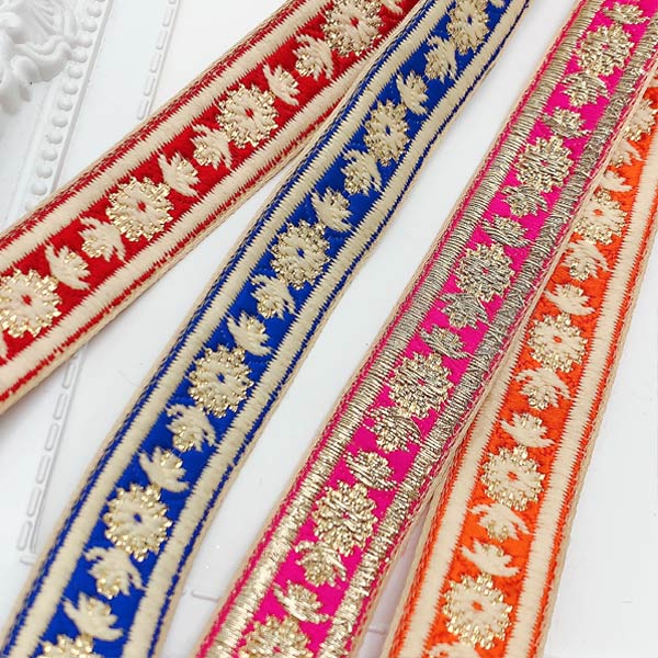 インド刺繍リボンマムライン花柄刺繍リボン幅20mm1m単位切り売り「在庫限り」