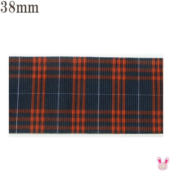 プリントリボンブラックタータンチェックリボン幅38mm1m単位切り売り(2m以上)