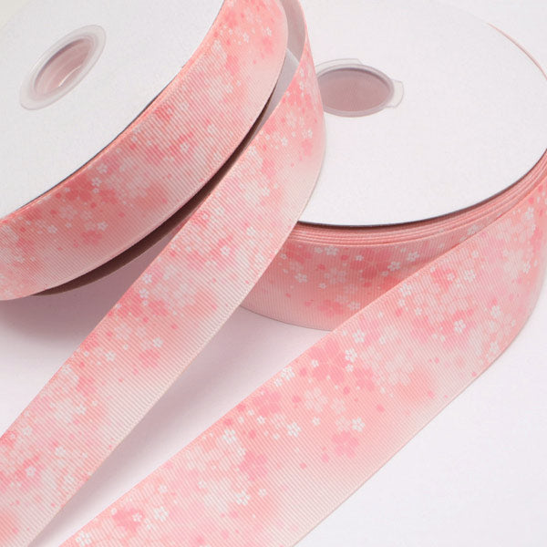 プリントリボン桜霧春のピンクリボン幅38mm1m単位切り売り(2m以上)