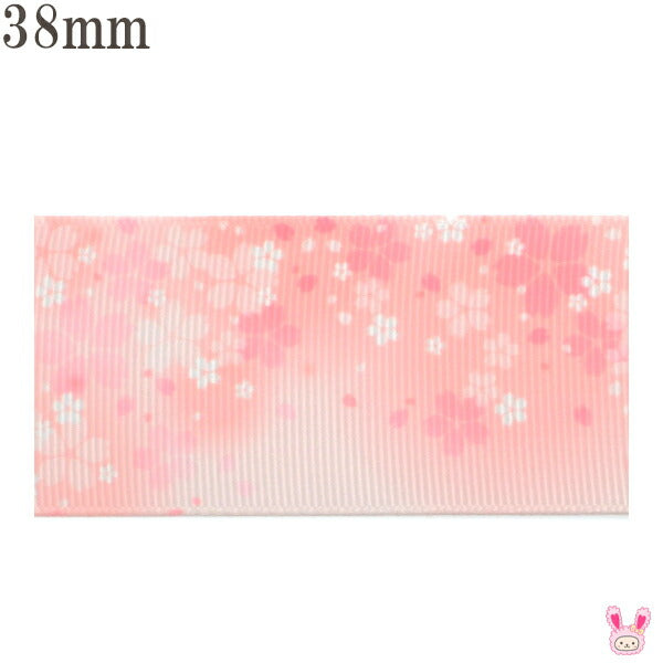 プリントリボン桜霧春のピンクリボン幅38mm1m単位切り売り(2m以上)