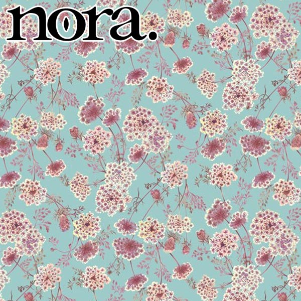 nora.スイーティーコットンフラワーCブルー系10cm単位切り売りFR1098シーチング生地ノラNORA.(88)「在庫限り」
