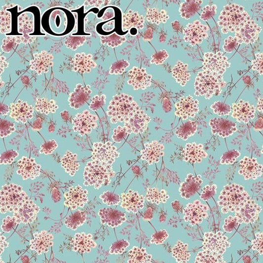 nora.スイーティーコットンフラワーCブルー系10cm単位切り売りFR1098シーチング生地ノラNORA.(88)「在庫限り」