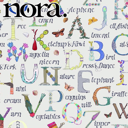 nora.アルファベットのモチーフいろいろ(20cm以上10cm単位切り売り)ST1100シーチング生地ノラNORA.(282)「在庫限り」