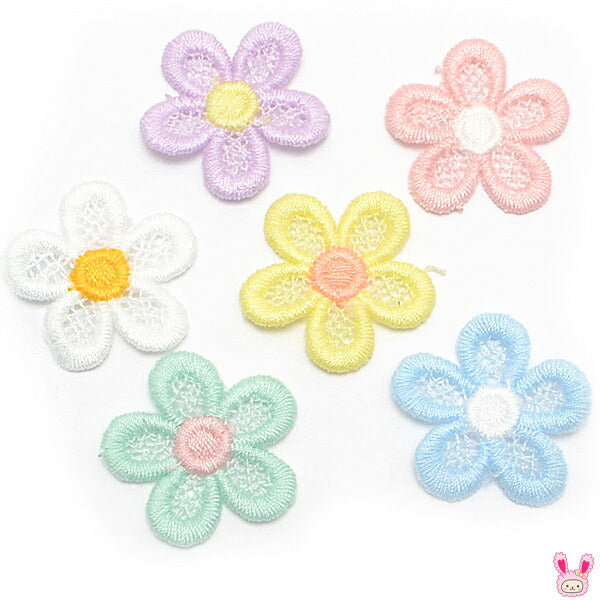 パステルメッシュ風お花の刺繍パーツ10個